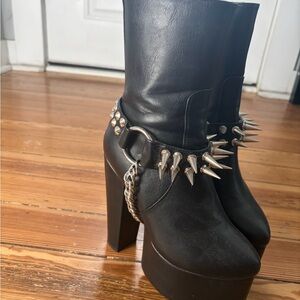 Studded Black Heeled Boots